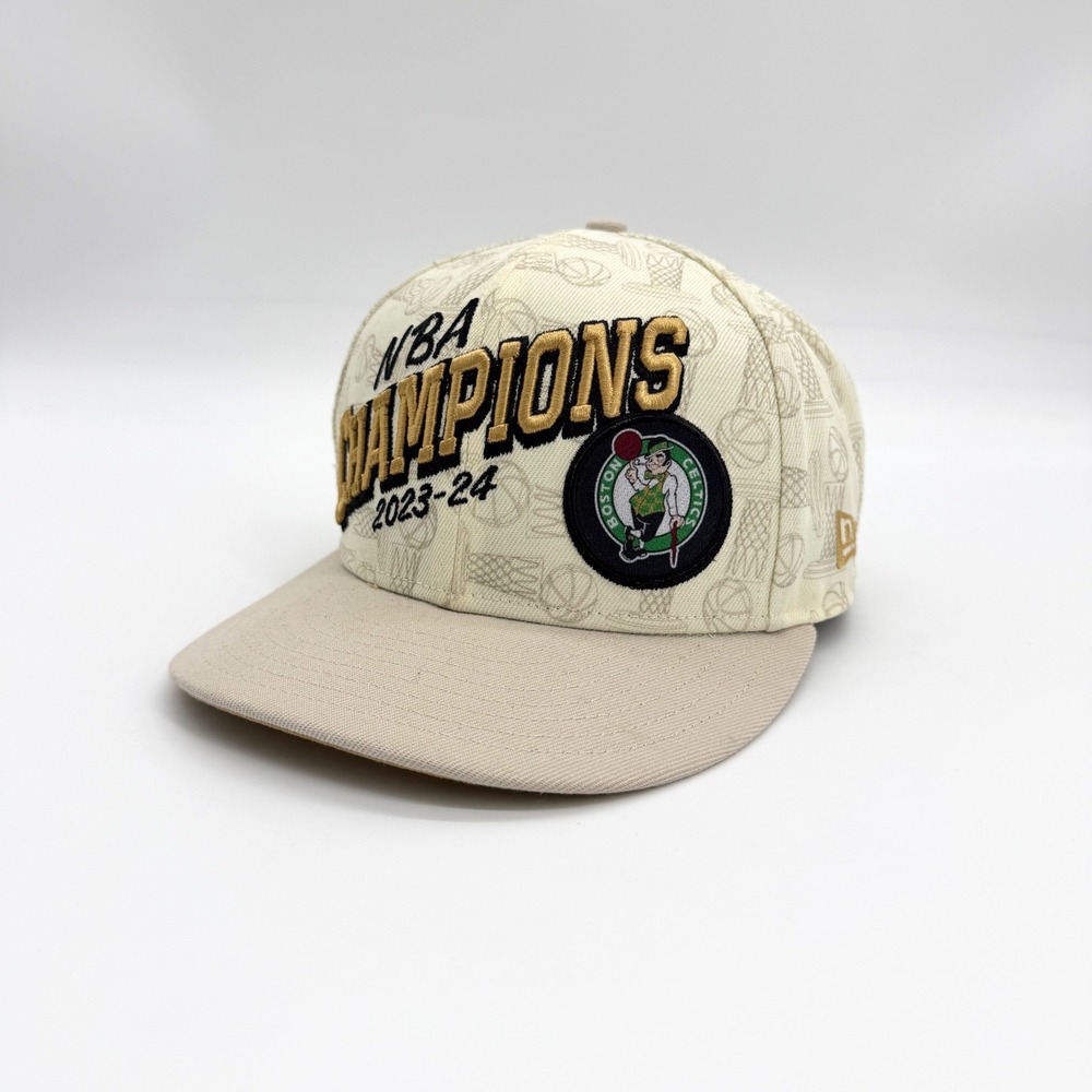 New Era Boston Celtics 2023-24 NBA Champions OSFM Snapback Cream Tan Gold Hat
